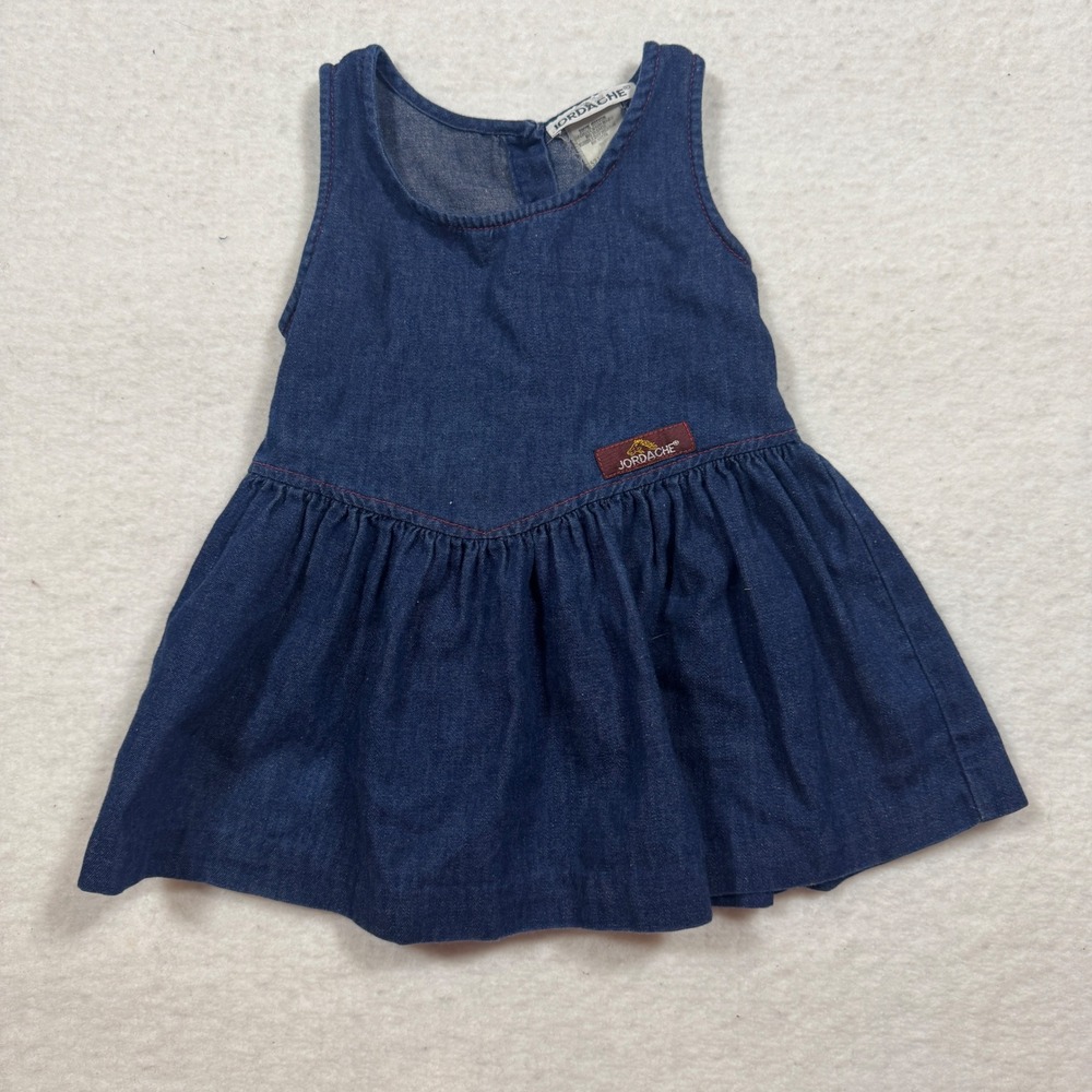 Vintage Jordache Denim Dress Kids 3T Dark Wash Sleeveless Made in USA 90s